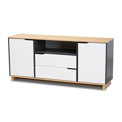 Baxton Studio Reed Mid-Century Modern Multicolor 2-Door Wood Dining Room Sideboard